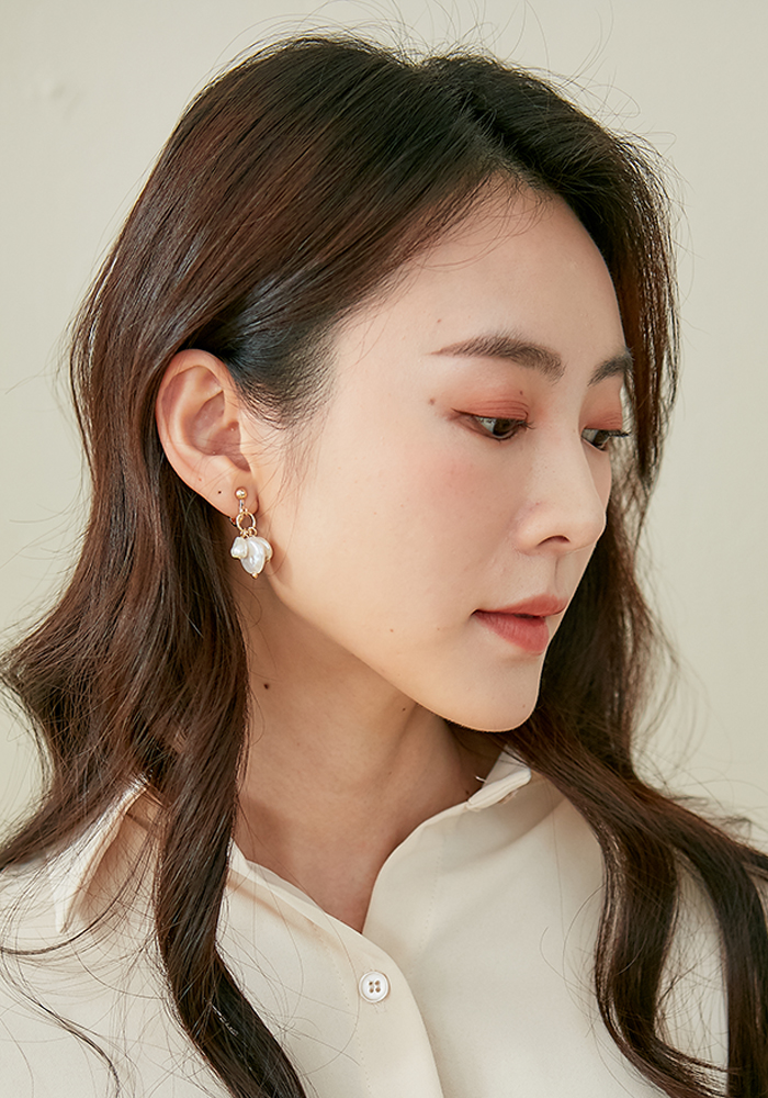 Eco安珂飾品,韓國耳環,夾式耳環,耳夾,垂墜耳環,珍珠耳環