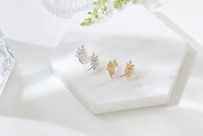 Eco安珂飾品,韓國耳環,夾式耳環,花草耳環,貼耳耳環,葉子耳環