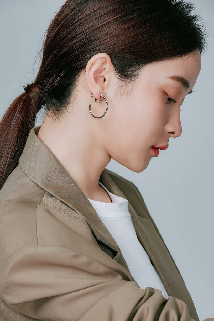 Eco安珂飾品,韓國耳環,耳夾式耳環,鑲鑽耳環,圓圈耳環,C圈耳環