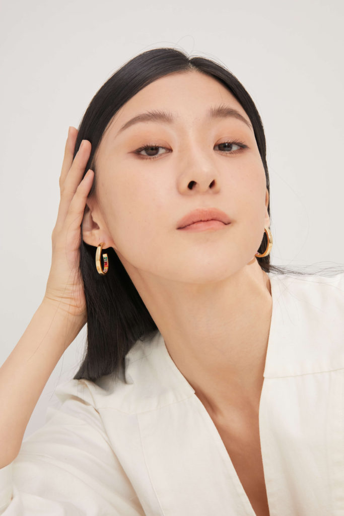 Eco安珂飾品,韓國耳環,圓圈耳環,C圈耳環,彩虹耳環,彩鑽耳環
