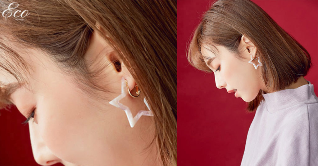 Eco安珂飾品，韓國耳環，針式耳環，夾式耳環，耳夾，大理石紋耳環，星星耳環