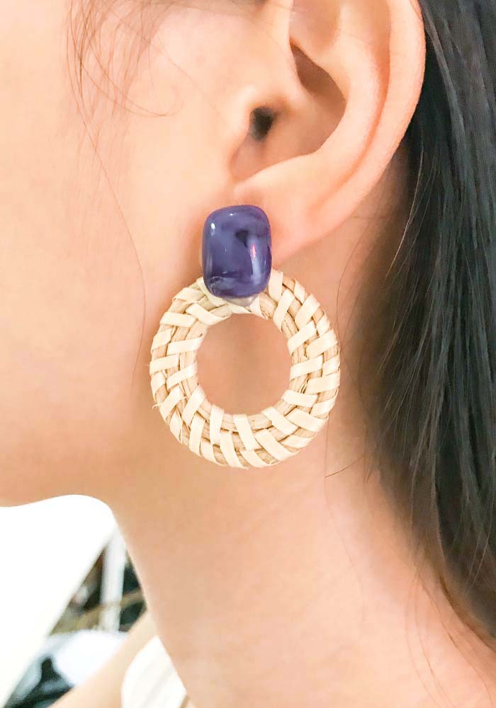 Eco安珂飾品，韓國耳環，夾式耳環，打折優惠，特價商品，藤編飾品