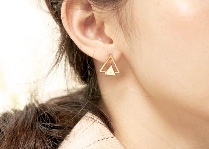 三角耳環,幾何耳環,Eco安珂飾品,韓國耳環,夾式耳環,小耳環,貼耳耳環,韓劇女主角飾品