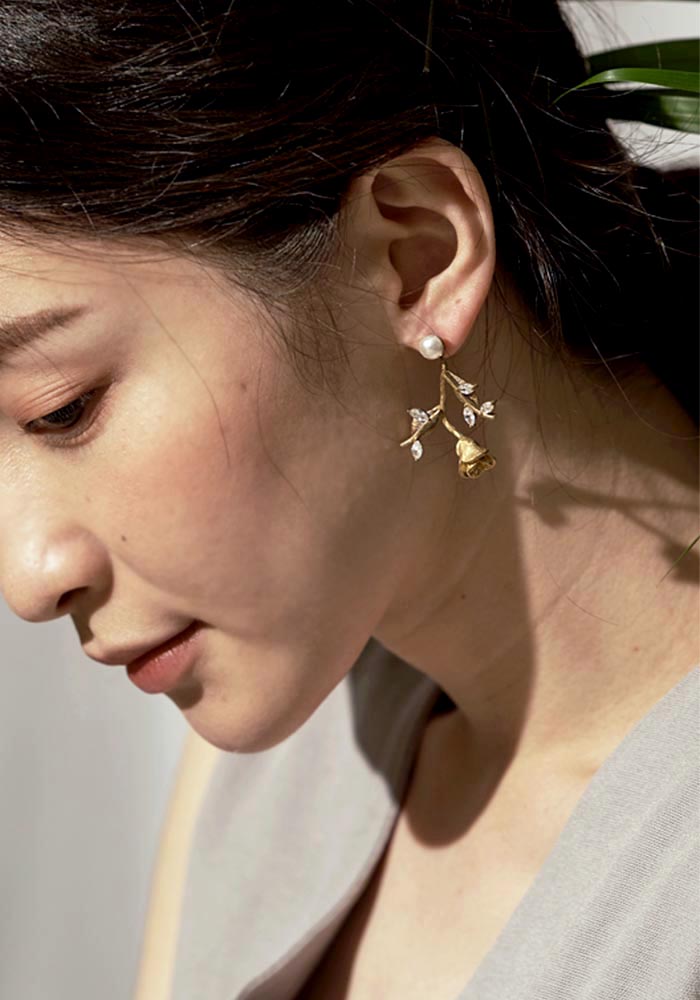 玫瑰耳環,花朵耳環,針式耳環,韓國耳環,eco安珂飾品,垂墜耳環