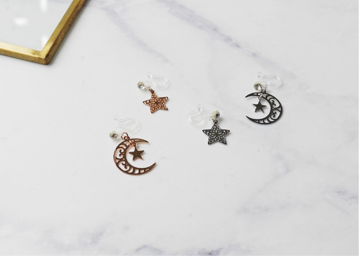 Eco安珂飾品，韓國耳環，針式耳環，夾式耳環，耳夾，垂墜耳環，星星耳環，月亮耳環