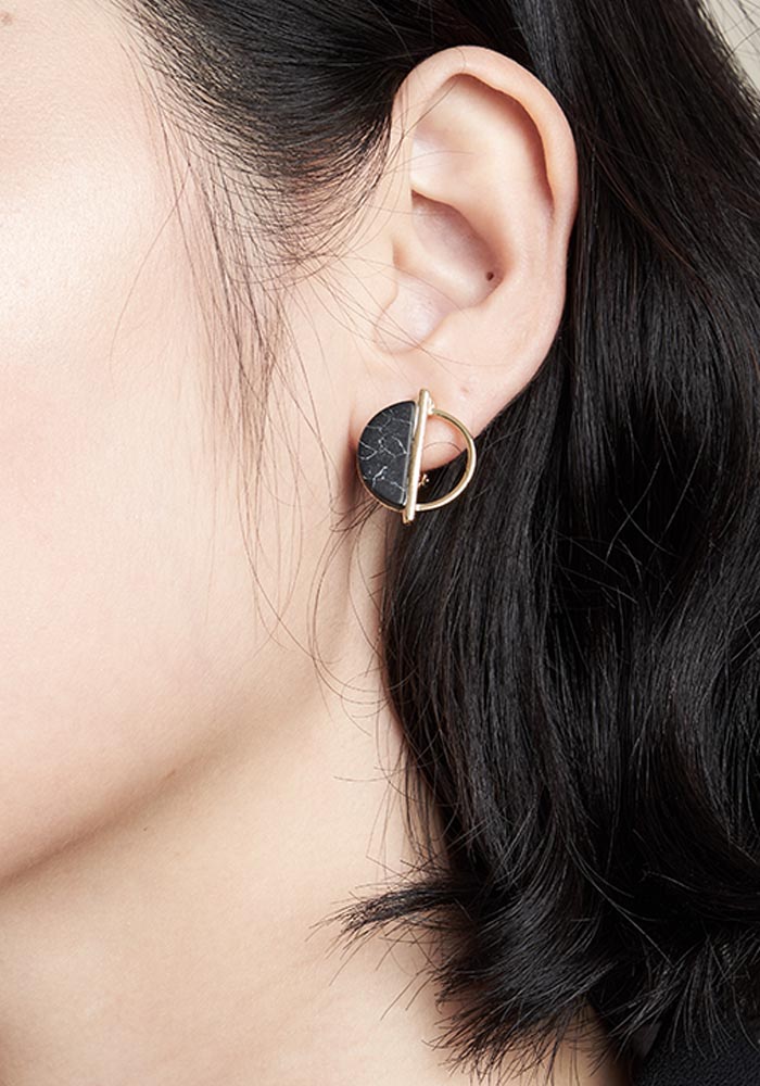 Eco安珂飾品，韓國耳環，針式耳環，夾式耳環，耳夾，大理石紋耳環