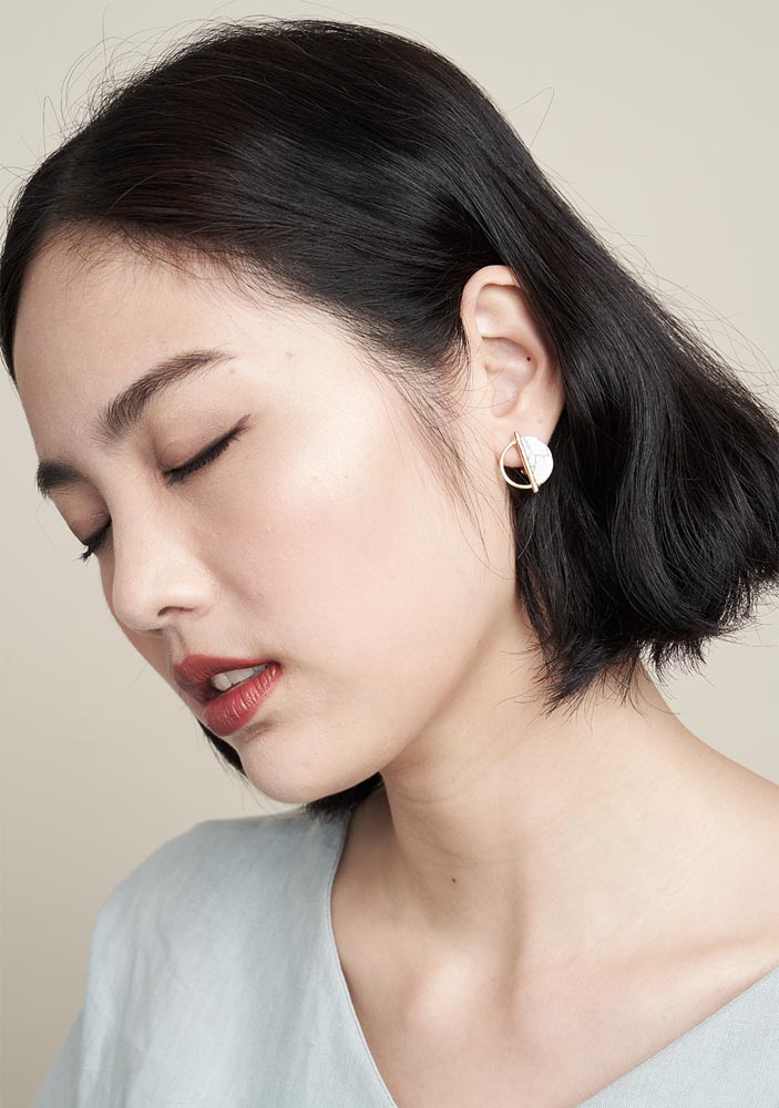 Eco安珂飾品，韓國耳環，針式耳環，夾式耳環，耳夾，大理石紋耳環，圓圈耳環，圓形耳環