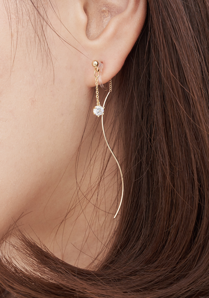 Eco安珂飾品,韓國耳環,夾式耳環,耳夾,矽膠夾耳環,垂墜耳環,流線耳環,墜鑽耳環,氣質耳環