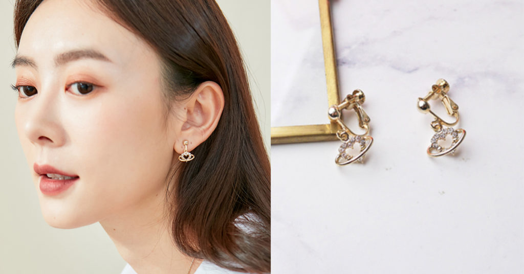 Eco安珂飾品，韓國飾品，韓國耳環，耳夾式耳環，新品上市，星球耳環，愛心耳環