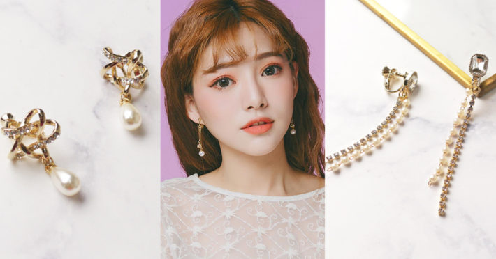 Eco安珂飾品，韓國耳環，夾式耳環，華麗耳環，珍珠耳環，垂墜耳環