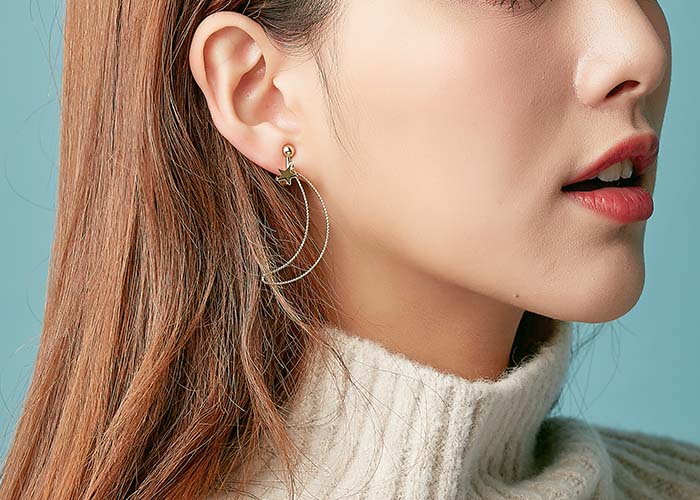 Eco安珂飾品，韓國耳環，夾式耳環，特價，星星月亮耳環，星球飾品，不對稱耳環