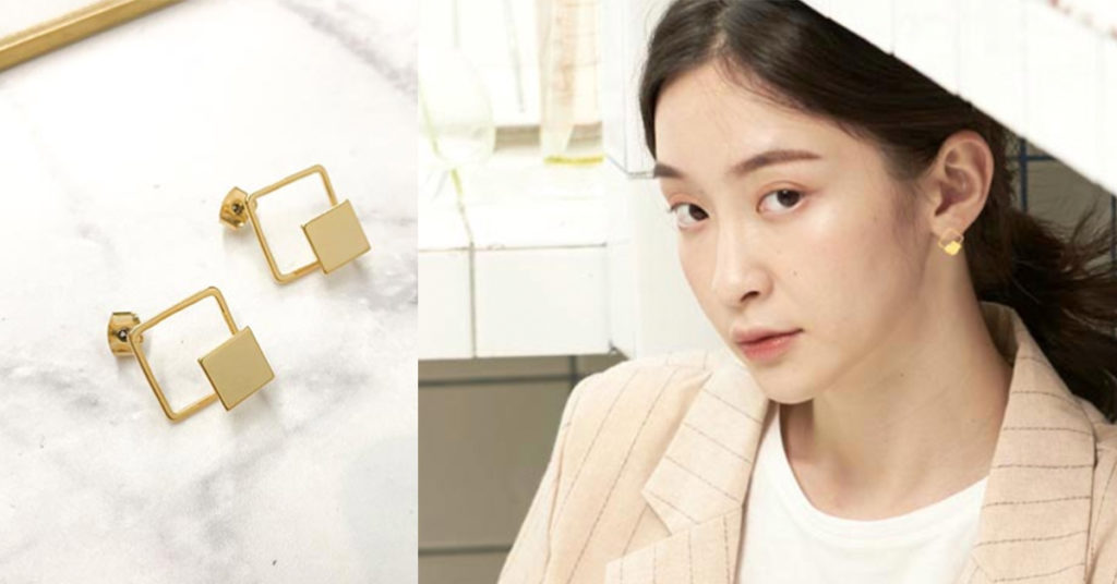 Eco安珂飾品，韓國耳環，夾式耳環，矽膠夾耳環，小耳環，金色耳環