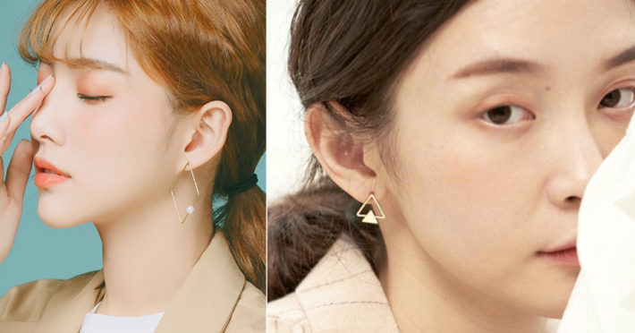 Eco安珂飾品，韓國耳環，夾式耳環，幾何耳環，三角耳環，菱形耳環