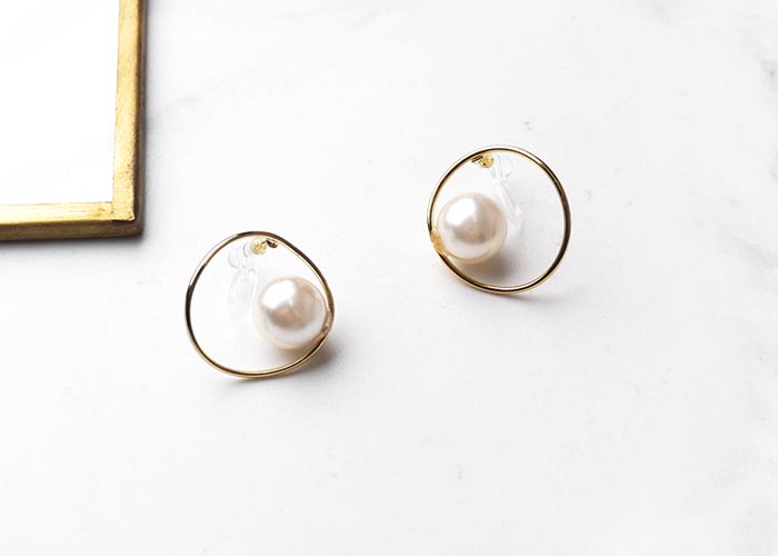 Eco安珂飾品，韓國耳環，夾式耳環，圈圈耳環，珍珠耳環
