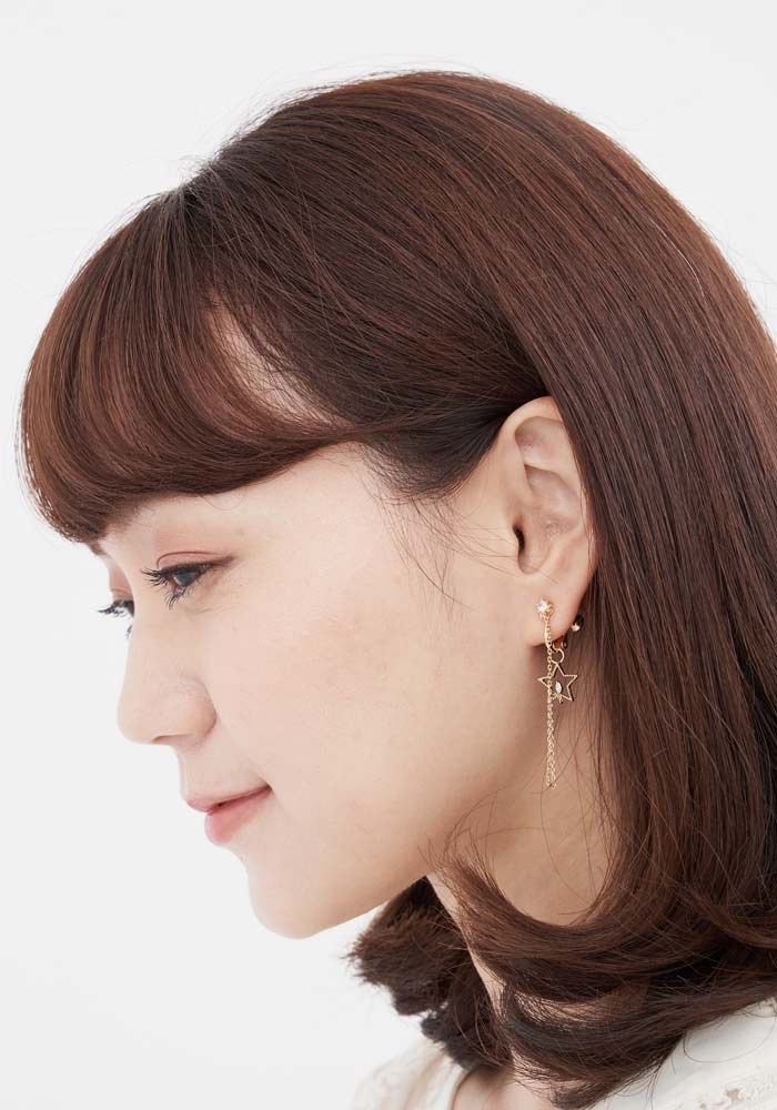 Eco安珂飾品，韓國耳環，夾式耳環，新品上市，星星耳環，垂墜耳環