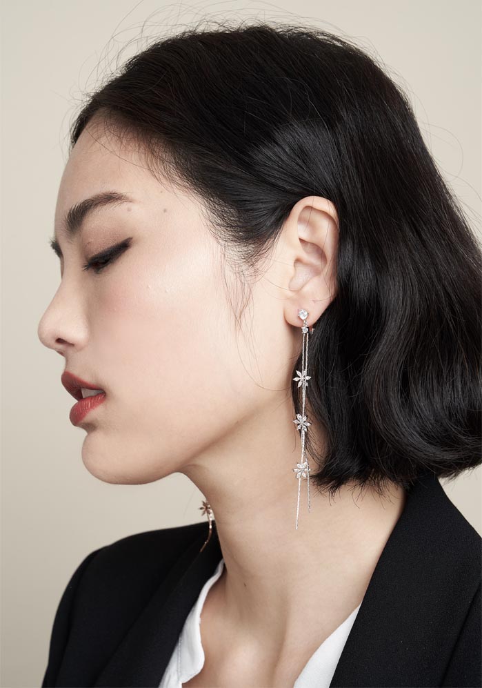 Eco安珂飾品，韓國耳環，夾式耳環，花朵耳環，垂墜耳環