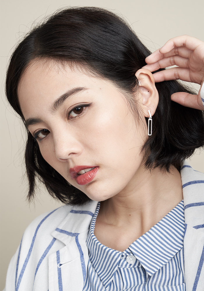 Eco安珂飾品,韓國耳環,夾式耳環,長方形耳環,垂墜耳環,矽膠夾耳環,矽膠耳夾