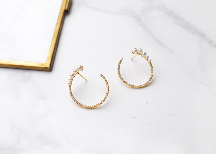 Eco安珂飾品，韓國耳環，夾式耳環，C圈耳環，珍珠耳環，圈圈耳環