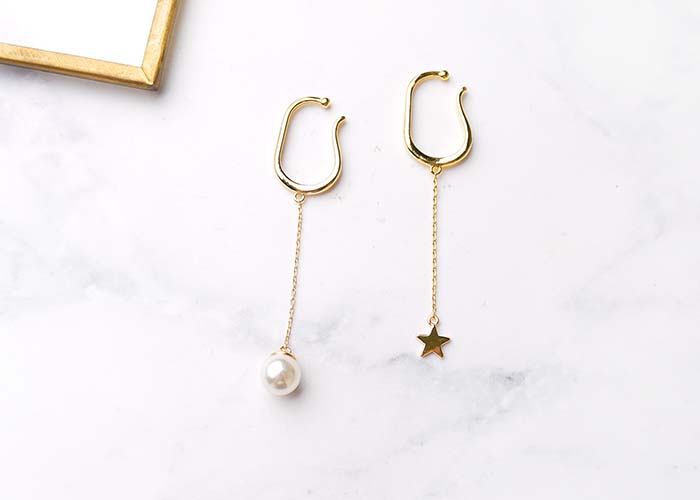 Eco安珂飾品，韓國耳環，夾式耳環，耳釦，，耳扣，垂墜耳環，不對稱耳環，耳骨夾，星星飾品