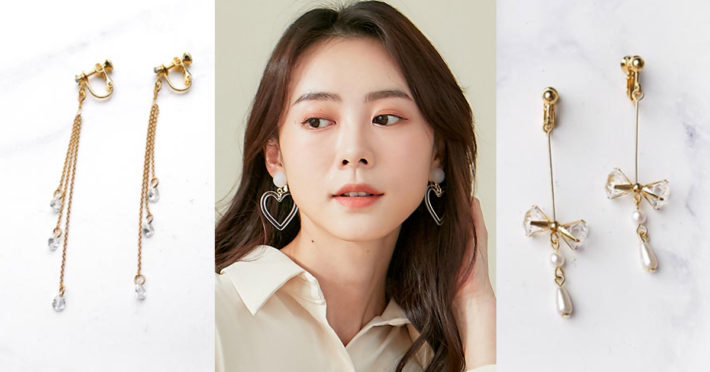 Eco安珂飾品，韓國耳環，夾式耳環，新品上市，垂墜耳環，透明耳環