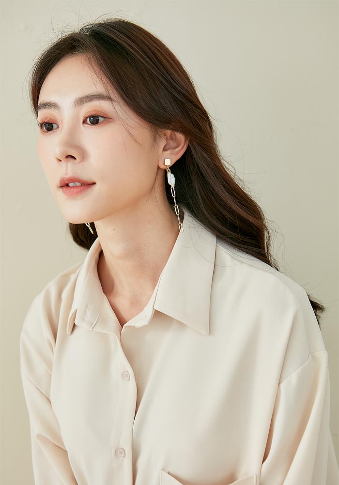 Eco安珂飾品，韓國耳環，夾式耳環，新品上市，珍珠耳環，垂墜耳環，鎖鏈耳環