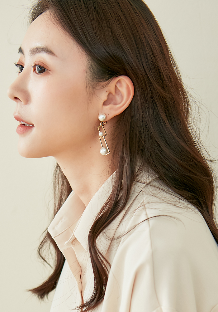 Eco安珂飾品,韓國耳環,夾式耳環,耳夾,垂墜耳環,珍珠耳環,簍空耳環