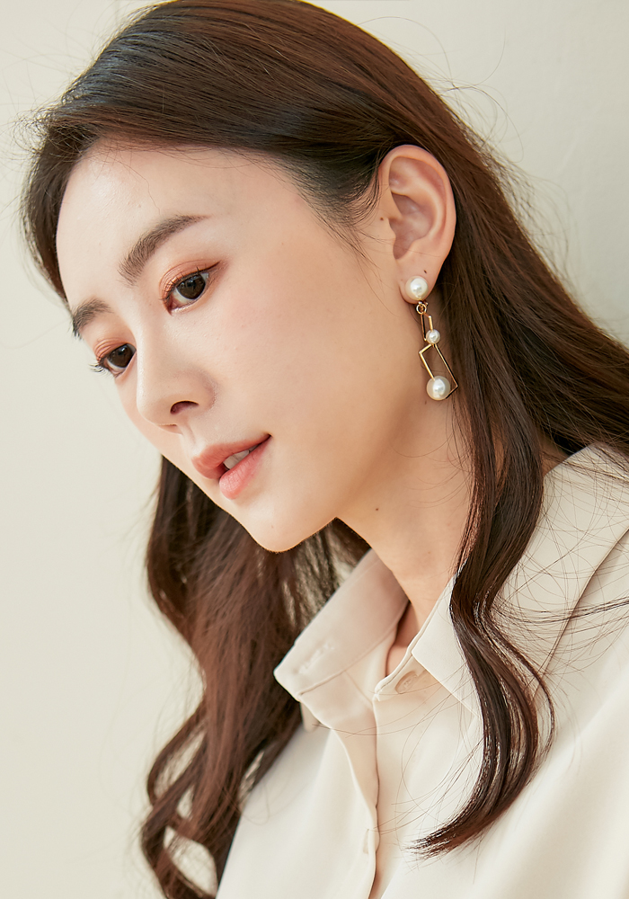 Eco安珂飾品,韓國耳環,夾式耳環,耳夾,垂墜耳環,珍珠耳環,簍空耳環
