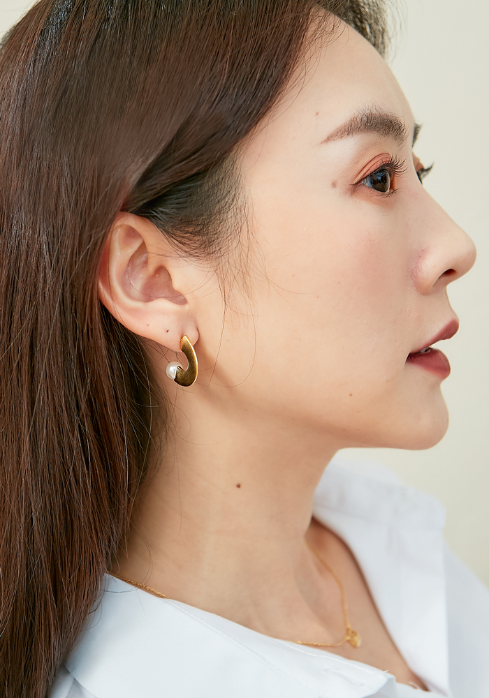 Eco安珂飾品，韓國耳環，夾式耳環，珍珠耳環，珍珠飾品，C圈耳環