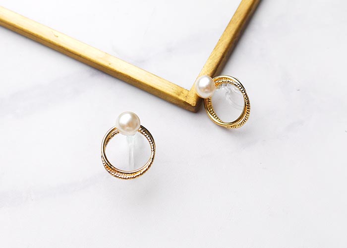Eco安珂飾品，韓國耳環，夾式耳環，圓圈耳環，圈圈耳環，珍珠耳環