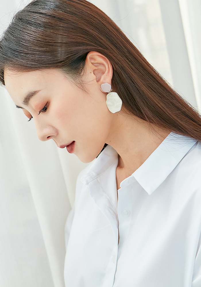 Eco安珂飾品,韓國耳環,夾式耳環,不規則形狀耳環,彩色耳環,大耳環,垂墜耳環