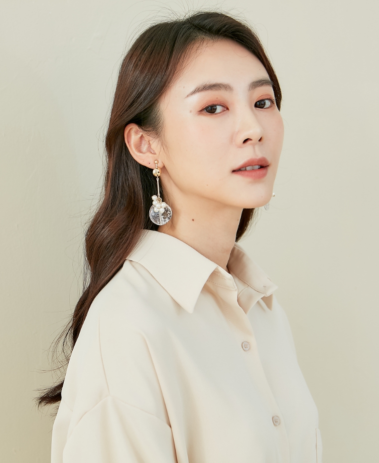 Eco安珂飾品，韓國耳環，夾式耳環，大耳環，透明耳環，珍珠耳環