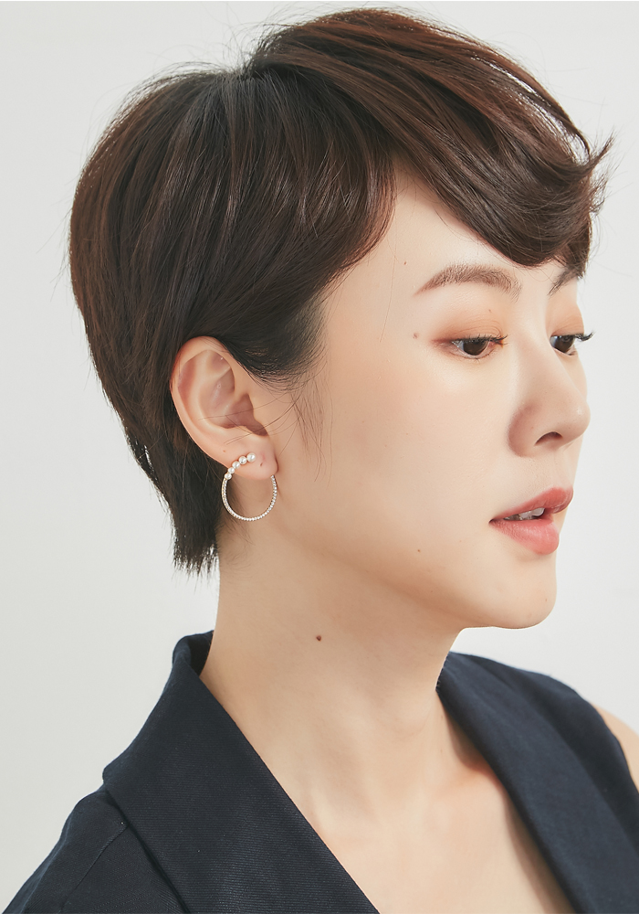 Eco安珂飾品，韓國耳環，夾式耳環，圓圈耳環，珍珠耳環