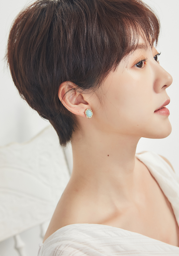 Eco安珂飾品,韓國耳環,耳夾式耳環,貼耳耳環,彩色耳環,寶石耳環