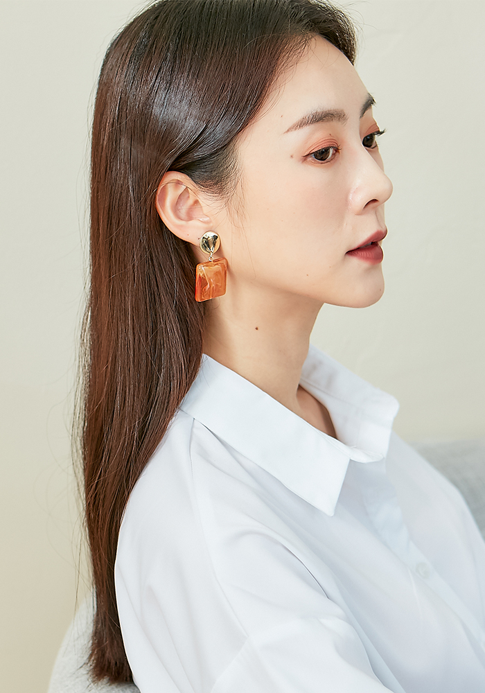Eco安珂飾品，韓國耳環，夾式耳環，大耳環，彩色耳環，幾何耳環，方形耳環