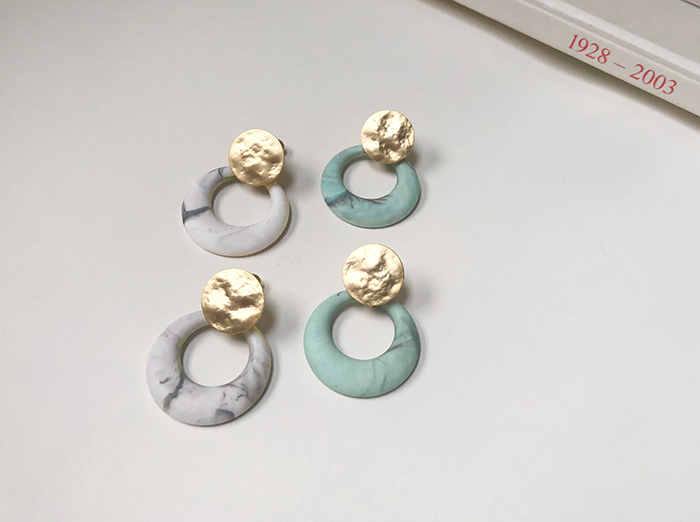 Eco安珂飾品，韓國耳環，夾式耳環，大耳環，彩色耳環，幾何耳環，圓圈耳環，藍色耳環