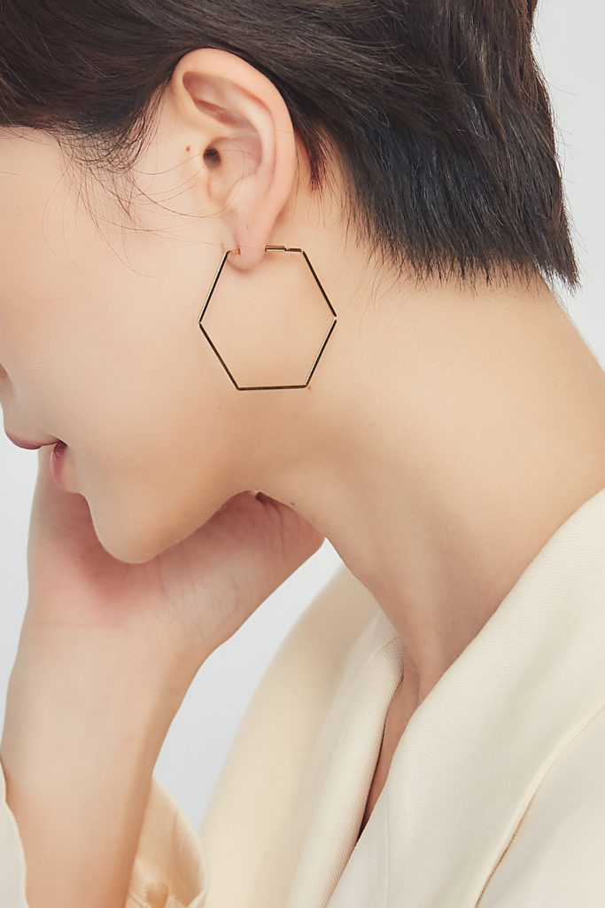 Eco安珂飾品,韓國耳環,耳針式耳環,幾何耳環,六角形耳環,簍空耳環,簡約耳環,個性耳環