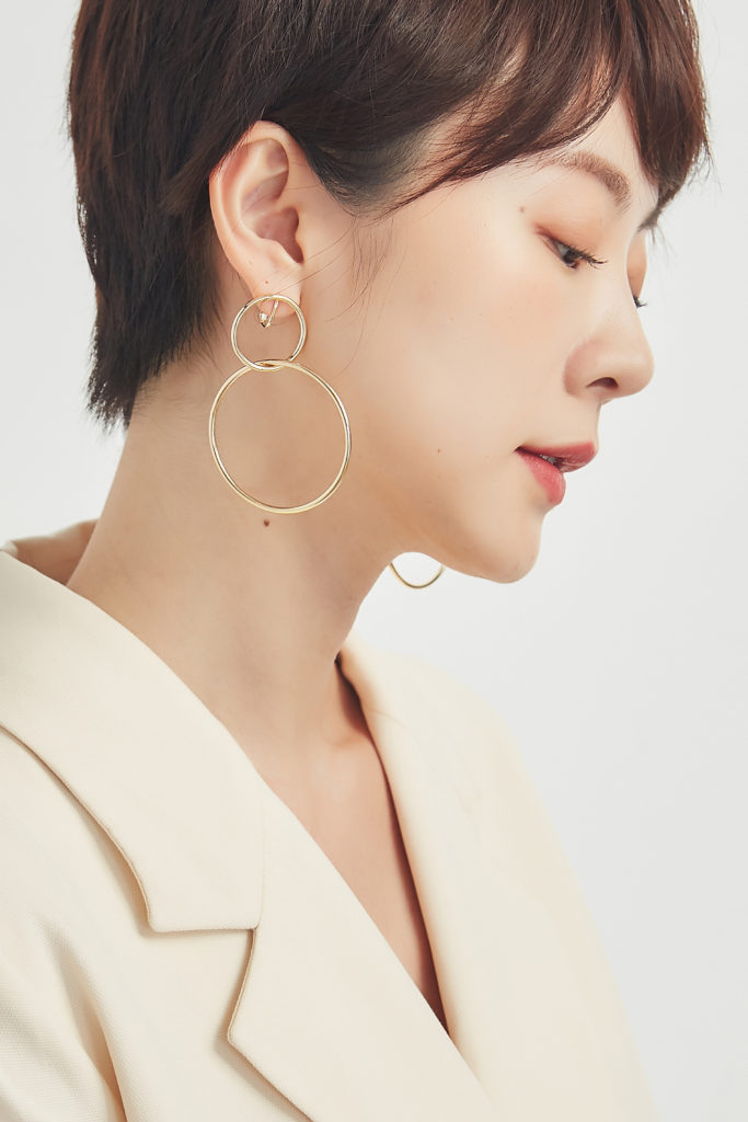 Eco安珂飾品，韓國耳環，夾式耳環，圓圈耳環，圈圈耳環，雙圈耳環，大耳環