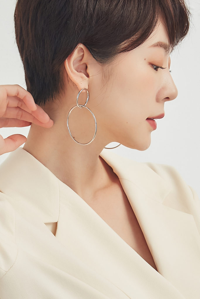 Eco安珂飾品,韓國耳環,夾式耳環,圓圈耳環,圈圈耳環,雙圈耳環,圈圈夾式耳環,大圈耳環