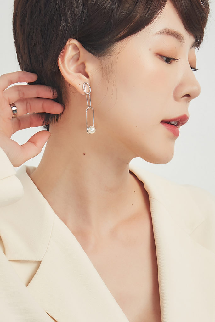Eco安珂飾品，韓國耳環，夾式耳環，鎖鏈飾品，鎖鏈耳環，珍珠耳環