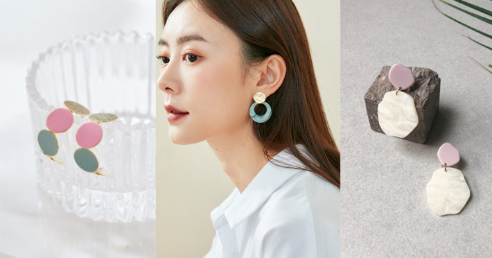 Eco安珂飾品，韓國耳環，夾式耳環，大耳環，彩色耳環