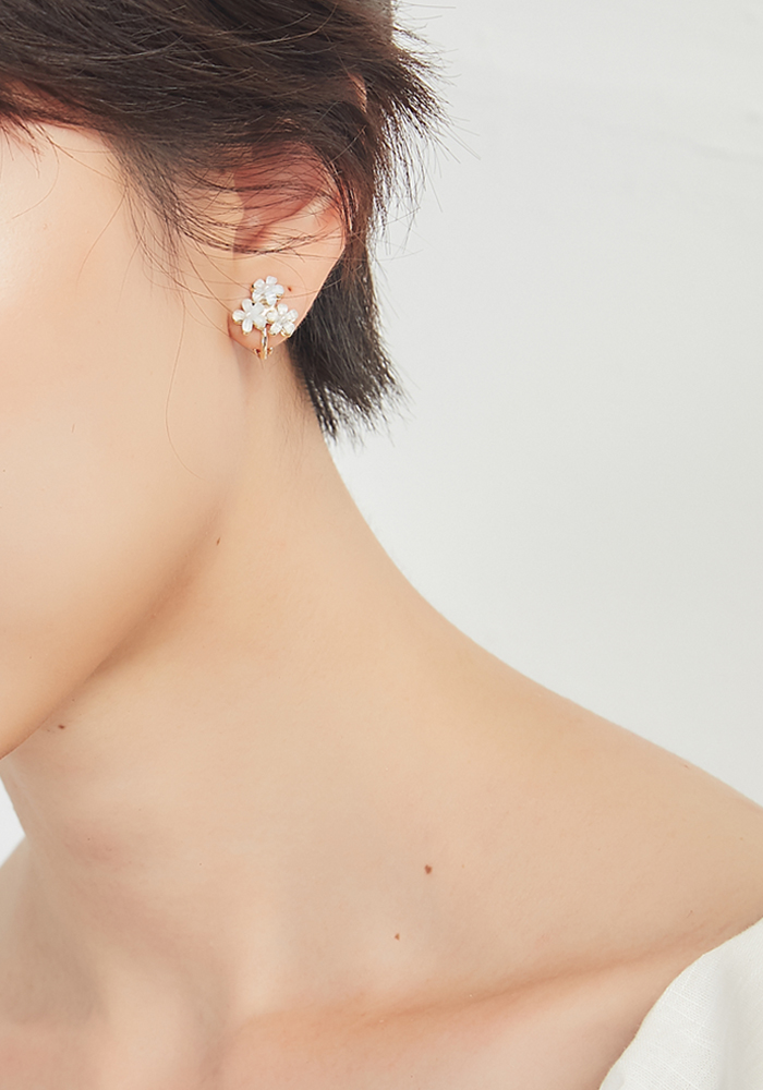 Eco安珂飾品,韓國耳環,夾式耳環,花朵耳環,貼耳耳環,可愛耳環,小花耳環