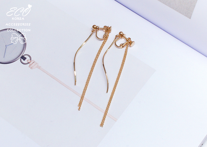 Eco安珂飾品，韓國飾品，韓國耳環，耳夾式耳環，流線耳環，垂墜耳環