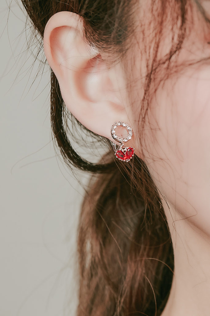Eco安珂飾品,韓國耳環,夾式耳環,愛心耳環,愛心飾品,紅色耳環,過年飾品,過年耳環