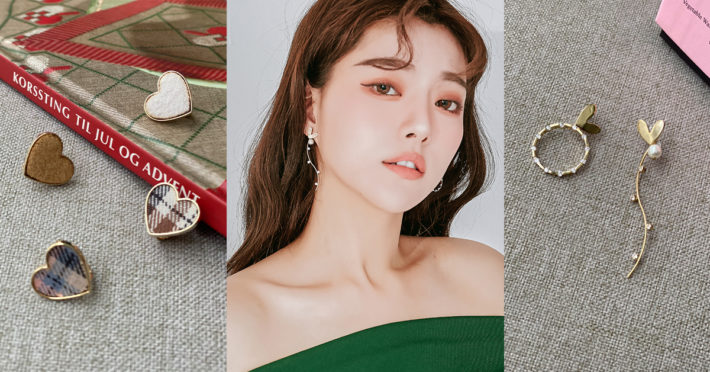 Eco安珂飾品，韓國耳環，夾式耳環，不對稱耳環