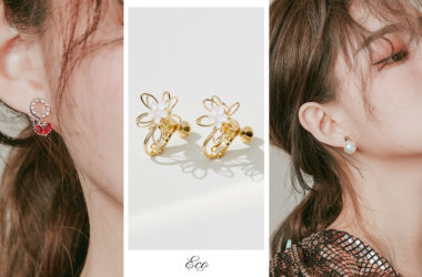 珍珠耳環，花朵耳環，紅色耳環，過年飾品，夾式耳環