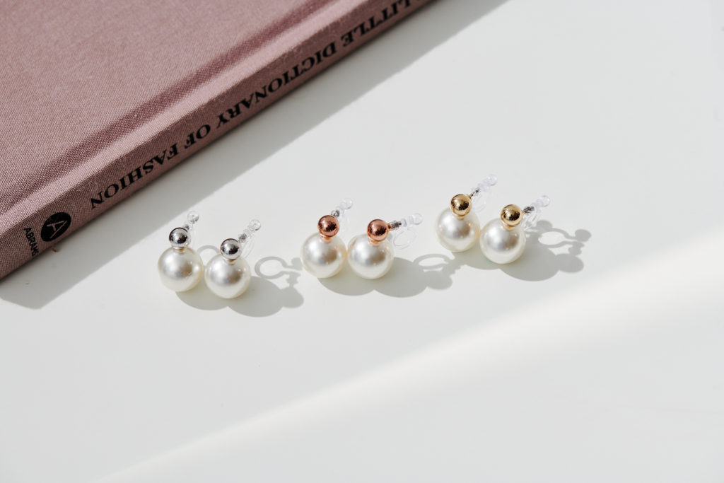 Eco安珂飾品,韓國耳環,夾式耳環,珍珠耳環,貼耳耳環,玫瑰金耳環