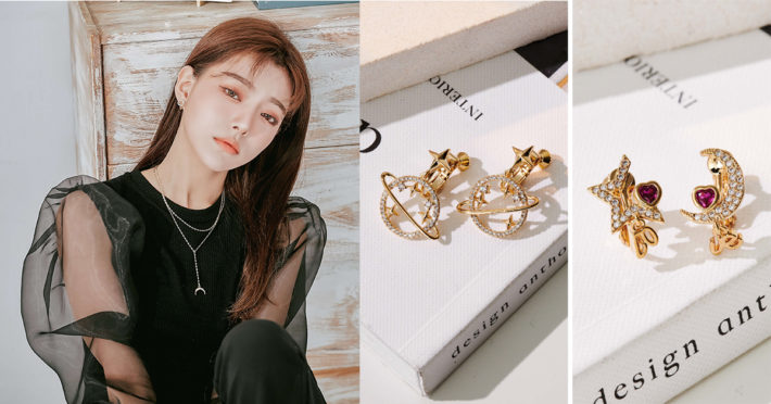 Eco安珂飾品，韓國耳環，夾式耳環，星月飾品，星星飾品，月亮飾品
