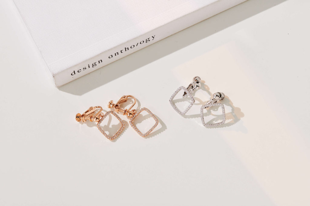 Eco安珂飾品，韓國耳環，夾式耳環，方形耳環