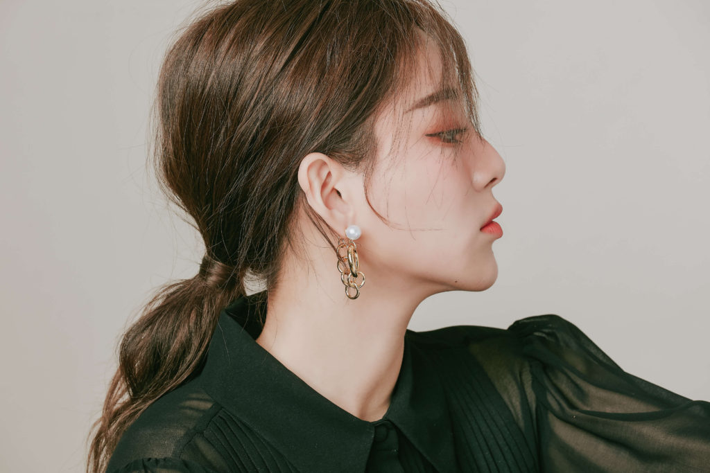 Eco安珂飾品，韓國耳環，夾式耳環，珍珠耳環，鎖鏈耳環