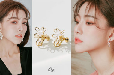 Eco安珂飾品，韓國耳環，夾式耳環，花草耳環